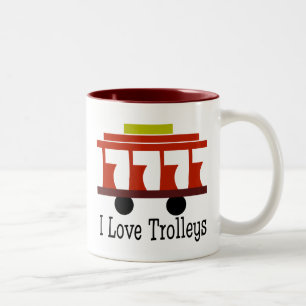 Caneca De Café Em Dois Tons Eu Amo Trolleys