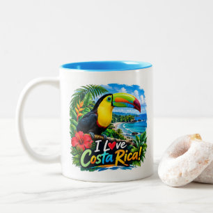 Caneca De Café Em Dois Tons Eu Amo Tucano-de-pescoço-amarelo da Costa Rica