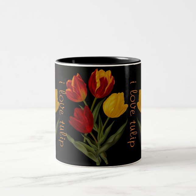 Caneca De Café Em Dois Tons eu amo tulip mug (Centro)