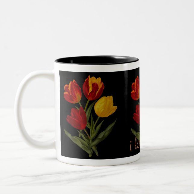 Caneca De Café Em Dois Tons eu amo tulip mug (Esquerda)