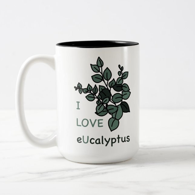 Caneca De Café Em Dois Tons EU AMO Ucalyptus (Esquerda)
