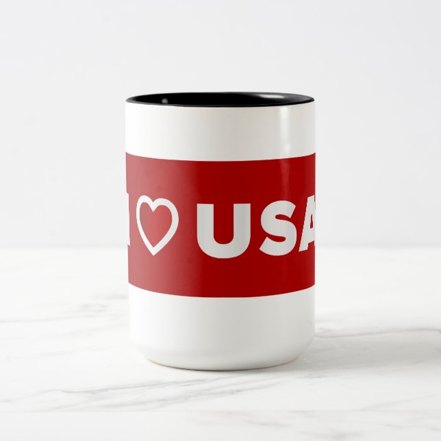 Caneca De Café Em Dois Tons Eu amo USA Mug (Centro)