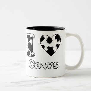 Caneca De Café Em Dois Tons Eu amo vacas