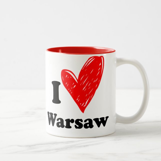 Caneca De Café Em Dois Tons Eu amo Varsóvia (Direita)