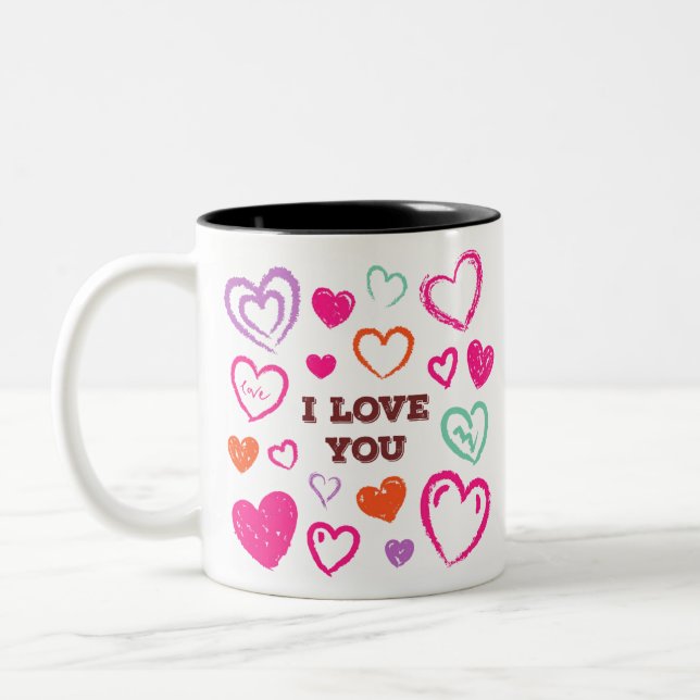 CANECA DE CAFÉ EM DOIS TONS EU AMO VOCÊ DESIGN. (Esquerda)
