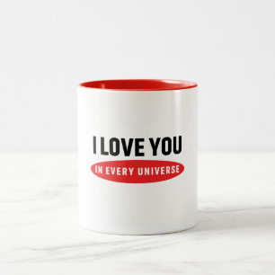 Caneca De Café Em Dois Tons eu amo você em todos os universos