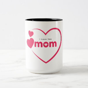 Caneca De Café Em Dois Tons Eu Amo Você Mamãe, Presente do Dia das Mães, Para