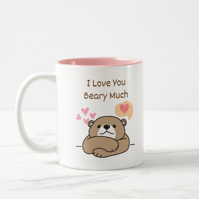 Caneca De Café Em Dois Tons Eu amo você muito demais (Esquerda)