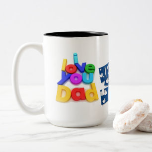 Caneca De Café Em Dois Tons Eu Amo Você Papai Letra Colorida 3D