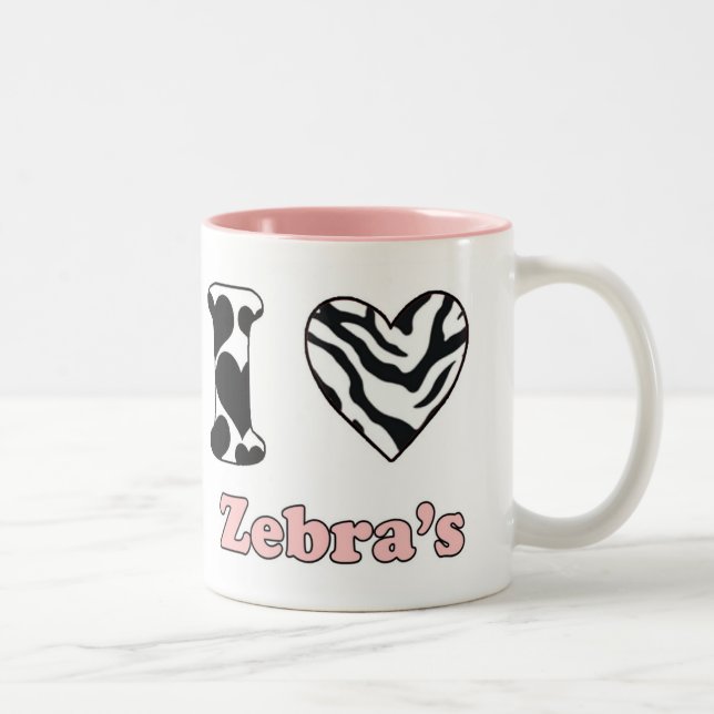 Caneca De Café Em Dois Tons Eu amo zebras (Direita)