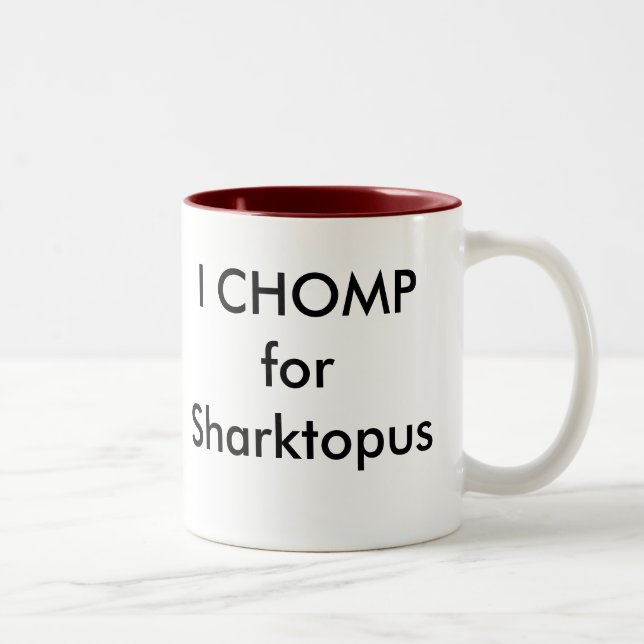 Caneca De Café Em Dois Tons EU CHOMP para Sharktopus (Direita)