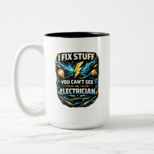 Caneca De Café Em Dois Tons Eu Conserto Coisas Que Você Não Vê - Eletricista E