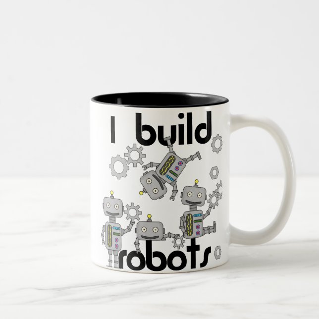 Caneca De Café Em Dois Tons Eu construo robôs (Direita)