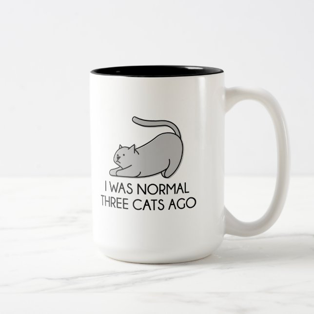 Caneca De Café Em Dois Tons Eu Era Normal Há Três Gatos (Direita)