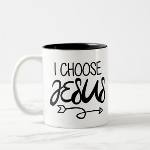 Caneca De Café Em Dois Tons Eu Escolho Jesus Gospel Graphics Gospel Dando A Me