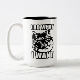 Caneca De Café Em Dois Tons Eu Faço O Que Eu Quero Com Isso Gato Engraçado