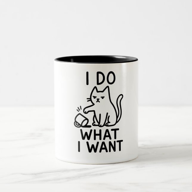 Caneca De Café Em Dois Tons Eu Faço O Que Quero Gato - Engraçado Rebelde (Centro)