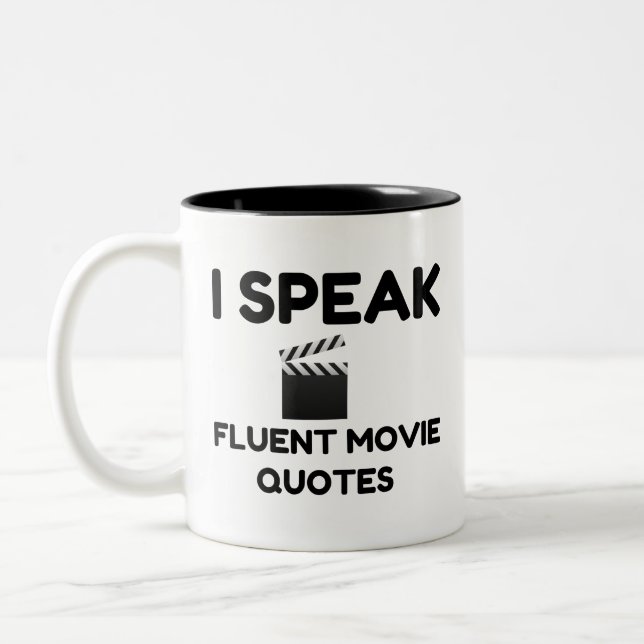 Caneca De Café Em Dois Tons Eu Falo Cotações De Filme Fluentes (Esquerda)