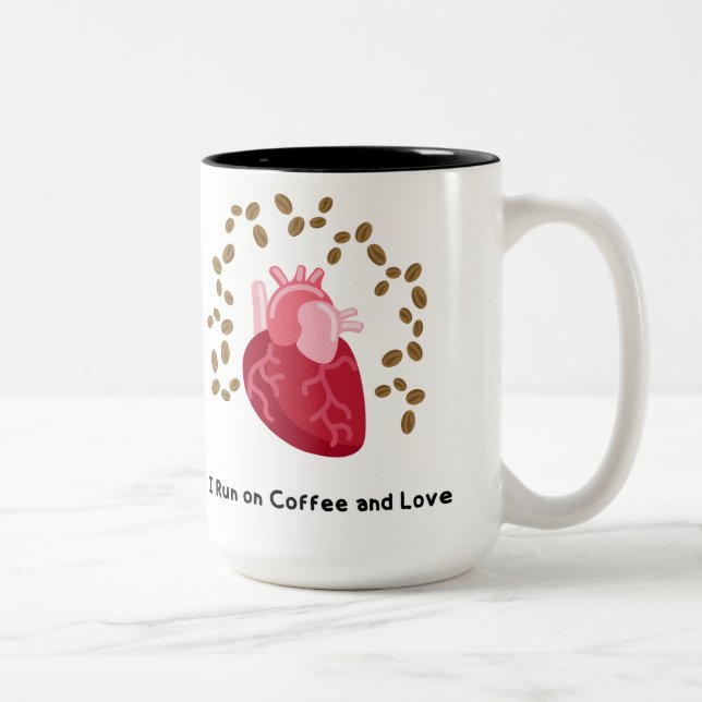 Caneca De Café Em Dois Tons Eu Funciono com Café e Amor Caneca (Direita)