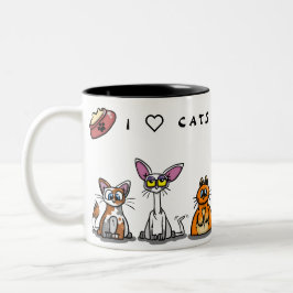 Caneca De Café Em Dois Tons Eu ❤️ GATOS e KITTENS