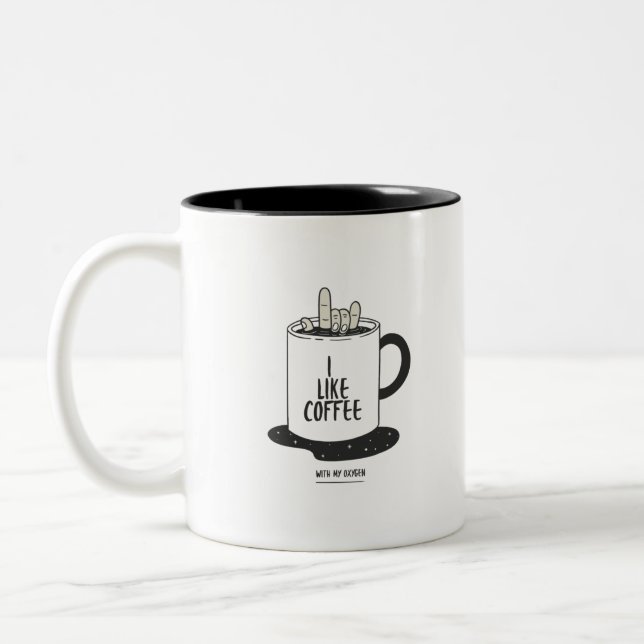 Caneca De Café Em Dois Tons Eu Gosto de Café Com Meu Oxigênio (Esquerda)
