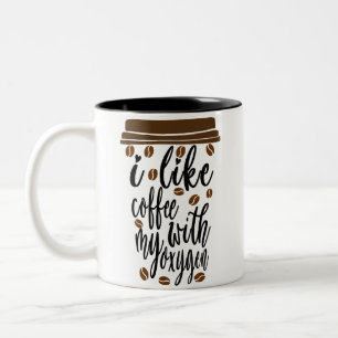 Caneca De Café Em Dois Tons Eu Gosto De Café Com Meu Sobrealimentador De Oxigê