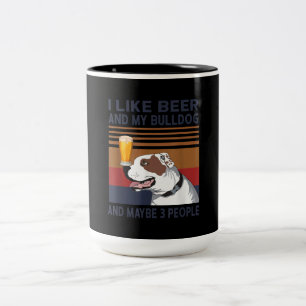 Caneca De Café Em Dois Tons Eu Gosto De Cerveja E Meu Bulldog E Talvez 3 Pesso