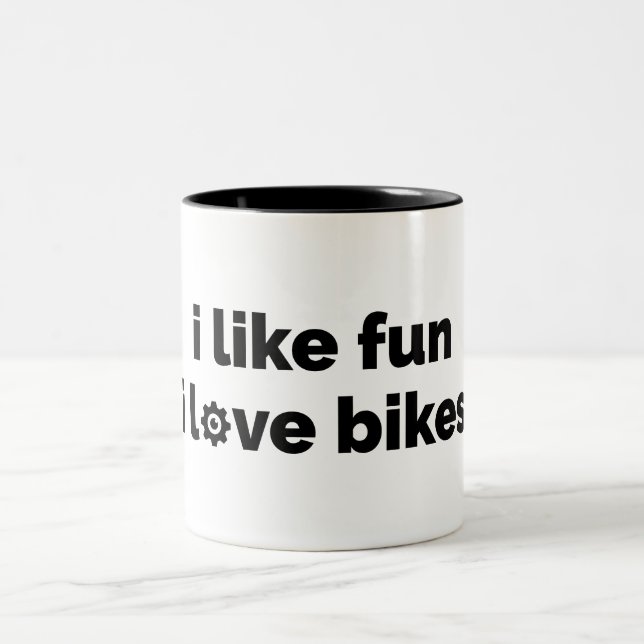 Caneca De Café Em Dois Tons Eu Gosto de Diversão Eu Amo Bicicletas (Centro)