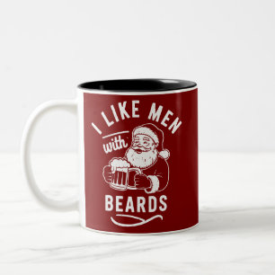 Caneca De Café Em Dois Tons Eu Gosto de Homens com Barbas Natal Papai Noel Cer