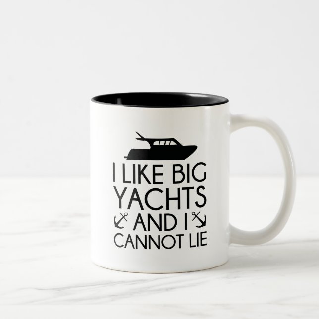 Caneca De Café Em Dois Tons Eu Gosto De Iates Grandes (Direita)
