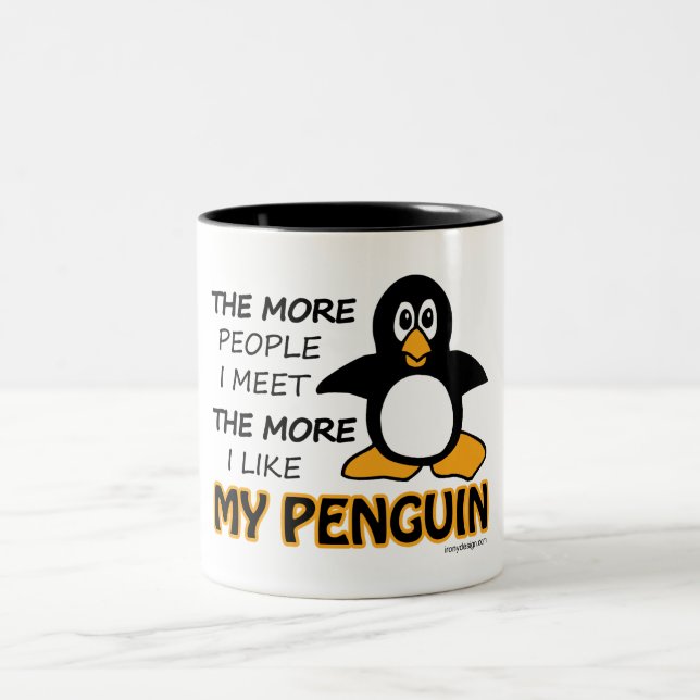 Caneca De Café Em Dois Tons Eu gosto de meu pinguim (Centro)