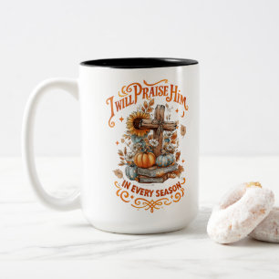 Caneca De Café Em Dois Tons Eu Irei Louvá-Lo...