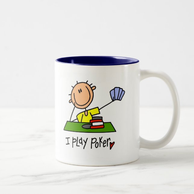 Caneca De Café Em Dois Tons Eu Jogo Camisetas de Poker e Presentes (Direita)