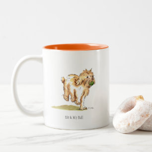 Caneca De Café Em Dois Tons "Eu & minha bola" Cockapoo dois tonificaram a
