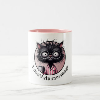 Caneca De Café Em Dois Tons Eu não faço manhãs Black Cat