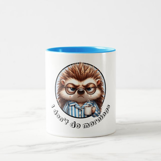 Caneca De Café Em Dois Tons Eu não faço manhãs Hedgehog (Centro)