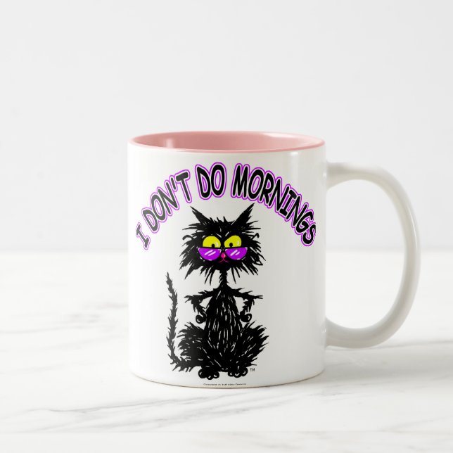 Caneca De Café Em Dois Tons "Eu não faço presentes do gato das manhãs" (Direita)