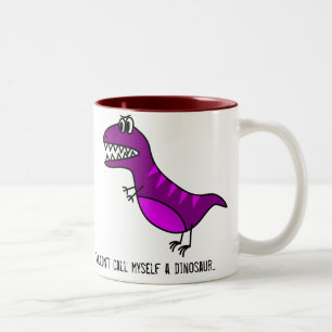 Caneca De Café Em Dois Tons "Eu não me chamaria de um dinossauro" slogan engra
