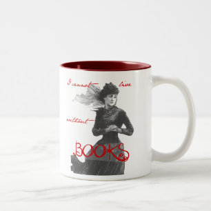 Caneca De Café Em Dois Tons Eu não posso viver sem os livros
