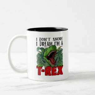 Caneca De Café Em Dois Tons Eu não ronco sonho eu sou um T-Rex