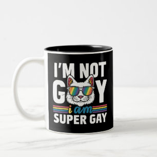 Caneca De Café Em Dois Tons Eu não sou Gay, eu sou um Orgulho gay super Gay LG