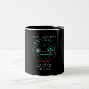 Caneca De Café Em Dois Tons Eu nem sempre jogo Videos games às vezes