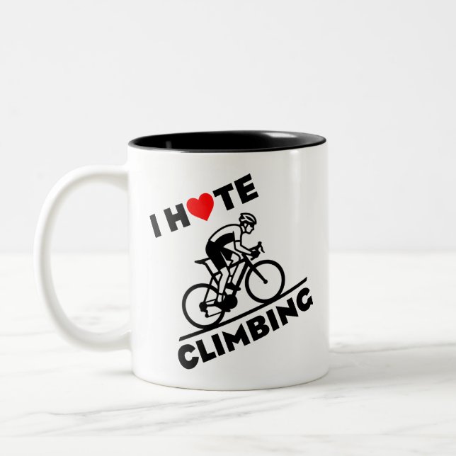 Caneca De Café Em Dois Tons Eu Odeio Ciclismo de Subida (Esquerda)