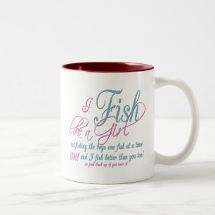 Caneca De Café Em Dois Tons Eu pesco como umas artes de pesca da menina