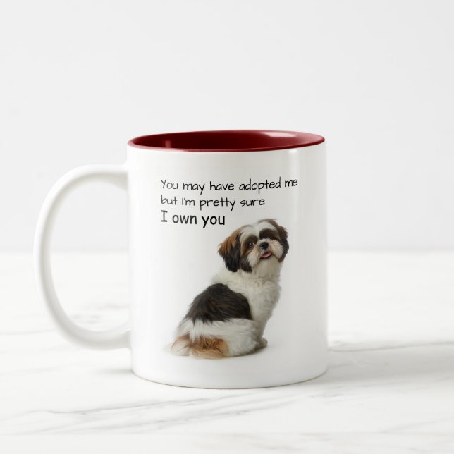Caneca De Café Em Dois Tons Eu Possuo Você Shih Tzu (Esquerda)