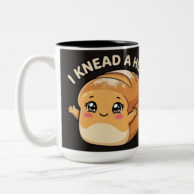 Caneca De Café Em Dois Tons Eu Preciso de um Abraço — Pão Kawaii (Esquerda)