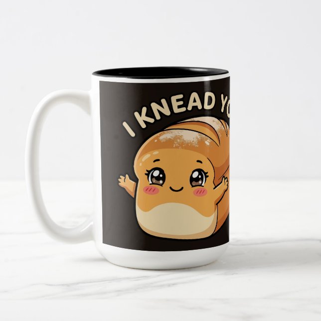 Caneca De Café Em Dois Tons Eu Preciso de Você — Pão Kawaii (Esquerda)