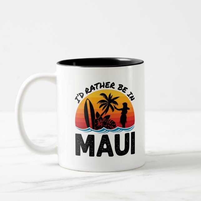 Caneca De Café Em Dois Tons Eu Preferencialmente Em Maui Hawaii (Esquerda)