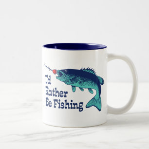 Caneca De Café Em Dois Tons Eu preferencialmente estaria pescando