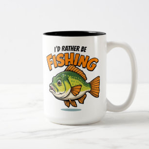 Caneca De Café Em Dois Tons Eu Preferiria Estar Pescando 